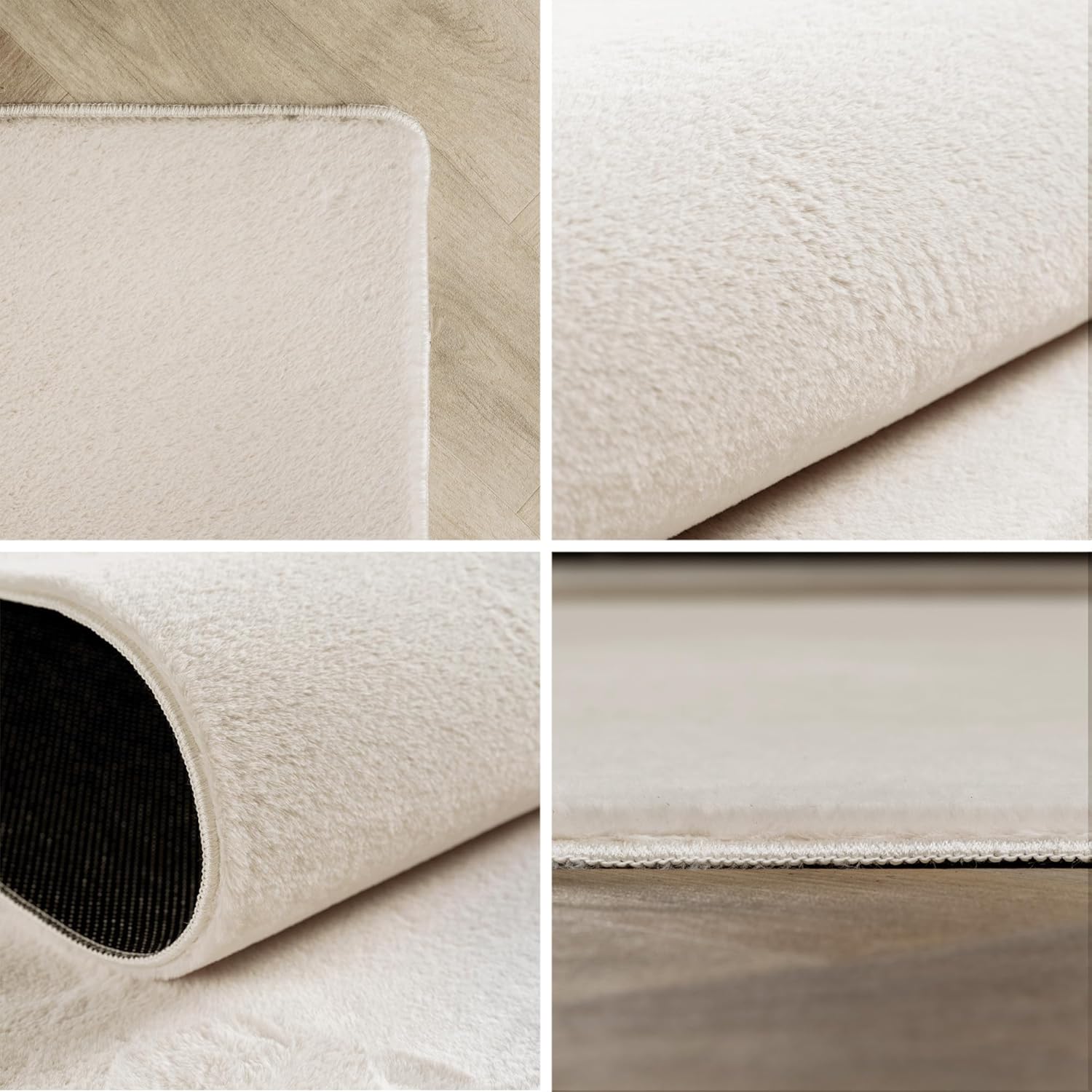 Tapis Rond Crème 200 cm Tapis à Poils Courts Lavable, Rond, Doucement Antidérapant et Design Monochrome Moderne pour Salon, Chambre, Cuisine et Chambre d'enfant 200 cm (Rond) Crème