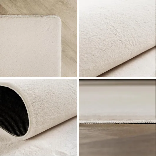 Tapis Rond Crème 200 cm Tapis à Poils Courts Lavable, Rond, Doucement Antidérapant et Design Monochrome Moderne pour Salon, Chambre, Cuisine et Chambre d'enfant 200 cm (Rond) Crème