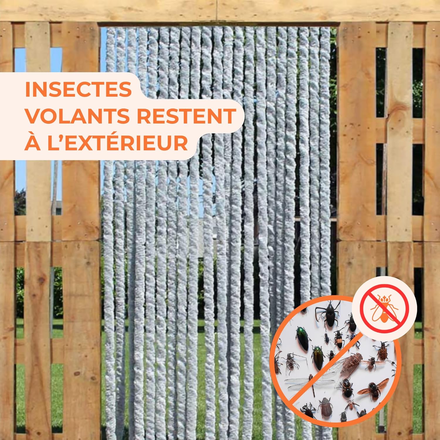 Rideaux de Porte Chenille, Gris, Plusieurs Tailles, 90 x 220 cm 90L X 220H cm (1 Panneaux) Grey