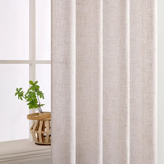 Lot de 2 Rideaux en Lin Translucide avec Oeillets Rideaux Modernes pour Deux Portes de Balcon pour Salon Chambre à Coucher HxL 245x140 cm Lin Naturel Blanc 140L X 245H cm (2 Panneaux) Lin Naturel Blanc