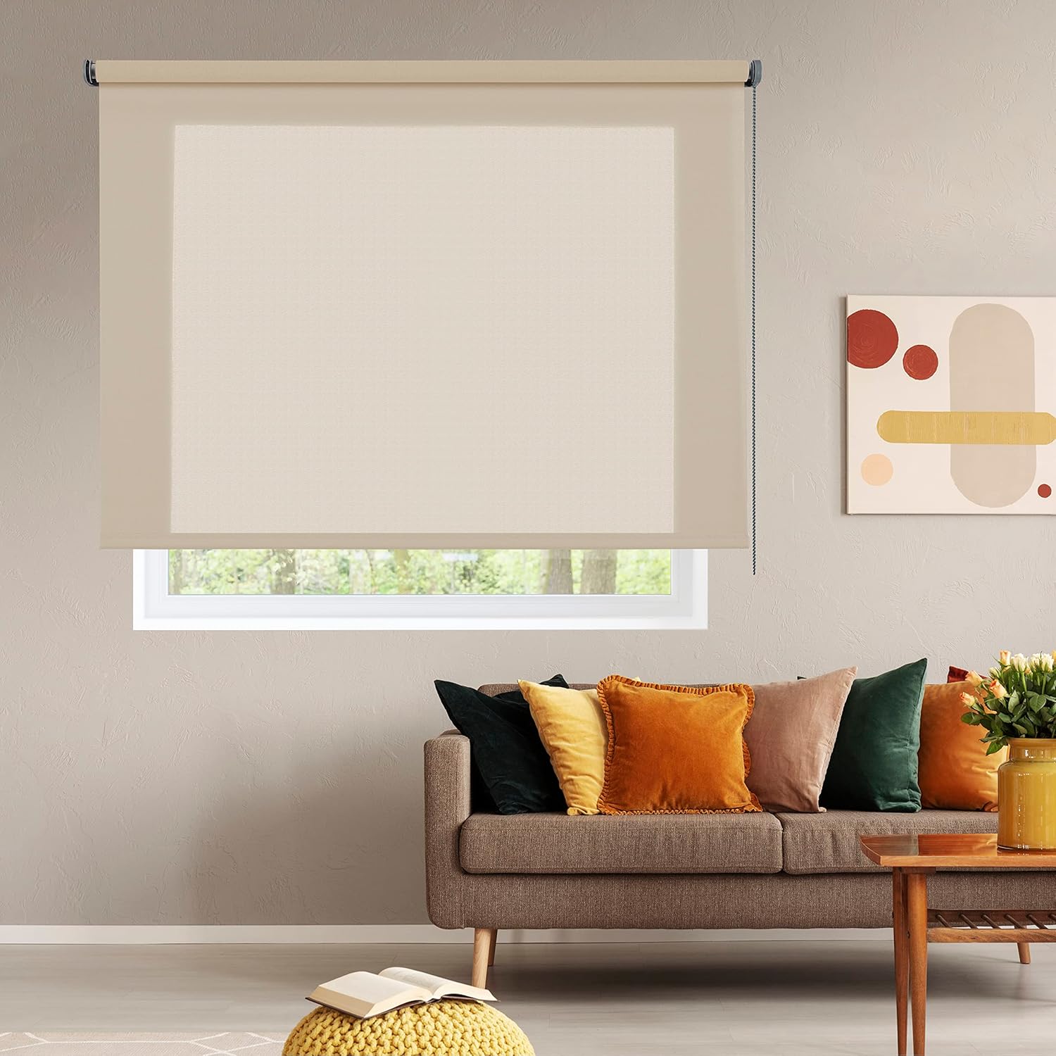 Store Enrouleur translucide Deco, Store Enrouleur décoratif Deco à l'aspect Textile, Store Transparent Moderne, pour Les fenêtres et Les Portes, jusqu'à 200 cm de Large! - Deco Beige, 200 cm x 250 cm 200l x 250L cm Deco Beige