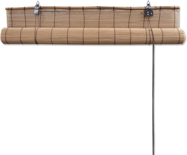 Store Enrouleur Bambou Marron 140x160 cm Fenêtre Pare-Vue Pare-Soleil Marron 140l x 160L cm