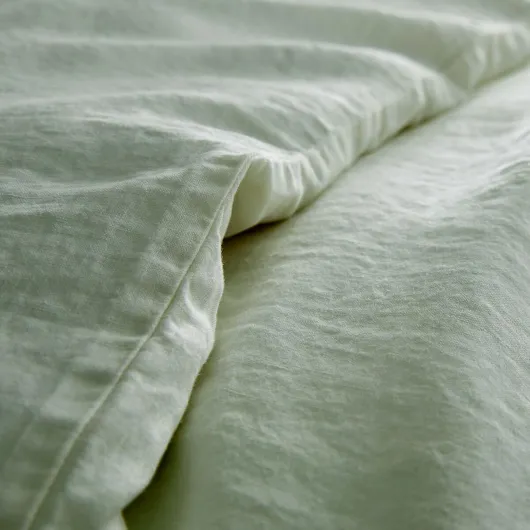 Parure de Couette 100% Pur Lin Lavé Vert de Gris – Housse de Couette 140x200 cm + 1 Taie 63x63 cm – Linge de Lit Naturel, Respirant, Literie Haut de Gamme Vert de Gris 140x200 cm