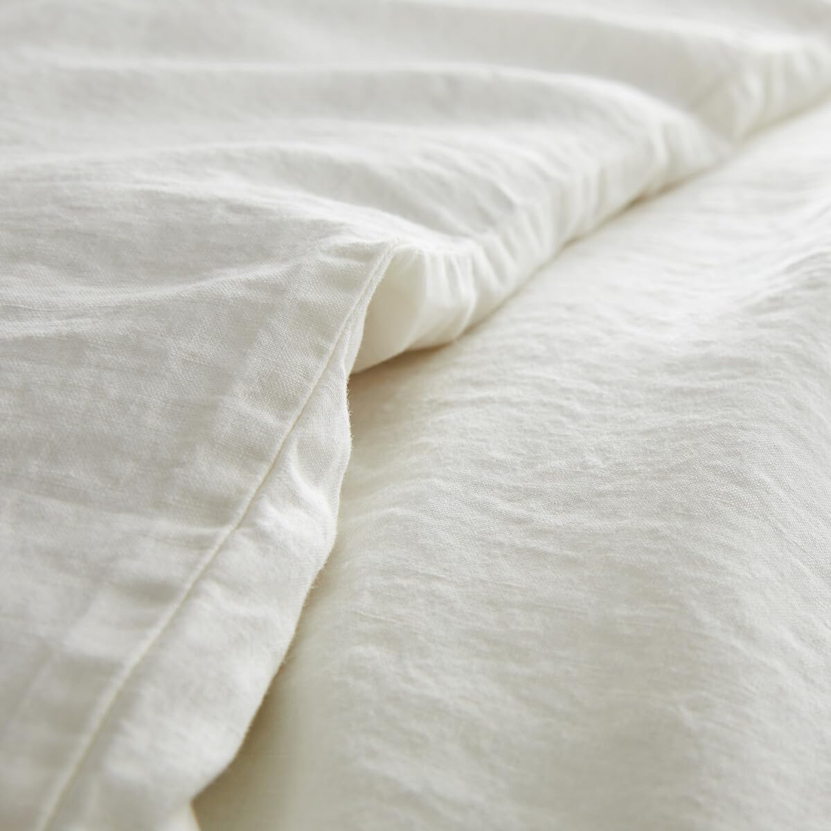 Parure de Couette 100% Pur Lin lavé Blanc – Housse de Couette 140x200 cm + 1 Taie 63x63 cm – Linge de Lit en Lin Naturel, Élégant et Respirant Blanc 140x200 cm