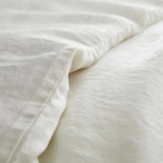 Parure de Couette 100% Pur Lin lavé Blanc – Housse de Couette 140x200 cm + 1 Taie 63x63 cm – Linge de Lit en Lin Naturel, Élégant et Respirant Blanc 140x200 cm