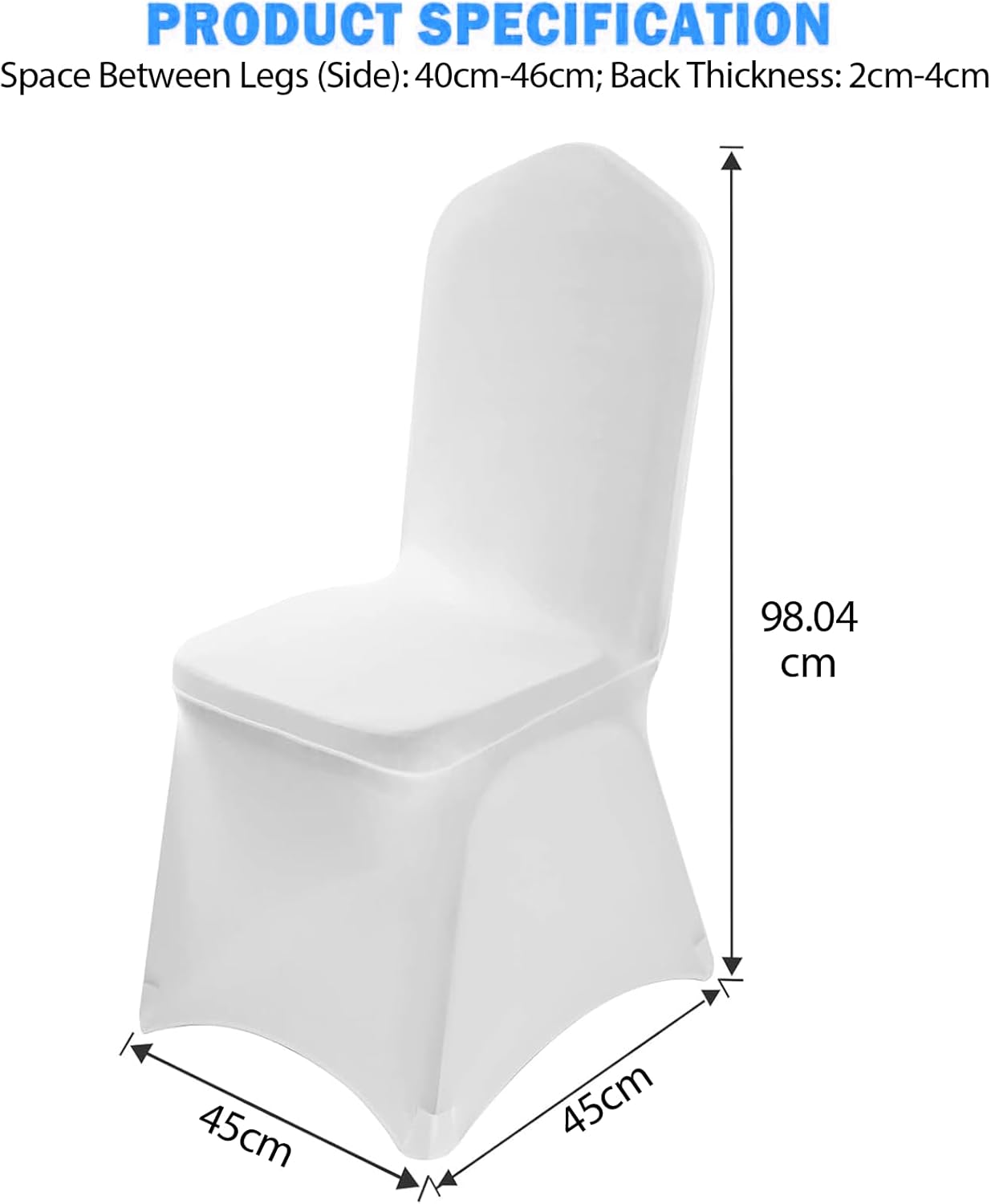 Lot de 50 housses de chaise universelles en polyester blanc - Élégantes housses de chaise - Élasthanne élasthanne - Lavables - Pour baptême, anniversaire, mariage, banquet - Décoration 50 Pièces