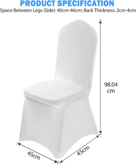 Lot de 50 housses de chaise universelles en polyester blanc - Élégantes housses de chaise - Élasthanne élasthanne - Lavables - Pour baptême, anniversaire, mariage, banquet - Décoration 50 Pièces