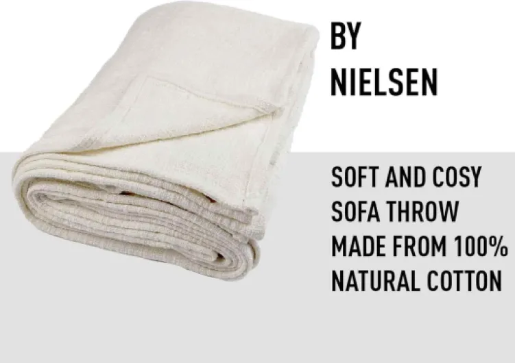 Plaid Avivo, 150x200 cm, White (Blanc), Coton, Couverture Douillette tissée grossièrement, Couverture de canapé, Couvre-lit, câline
