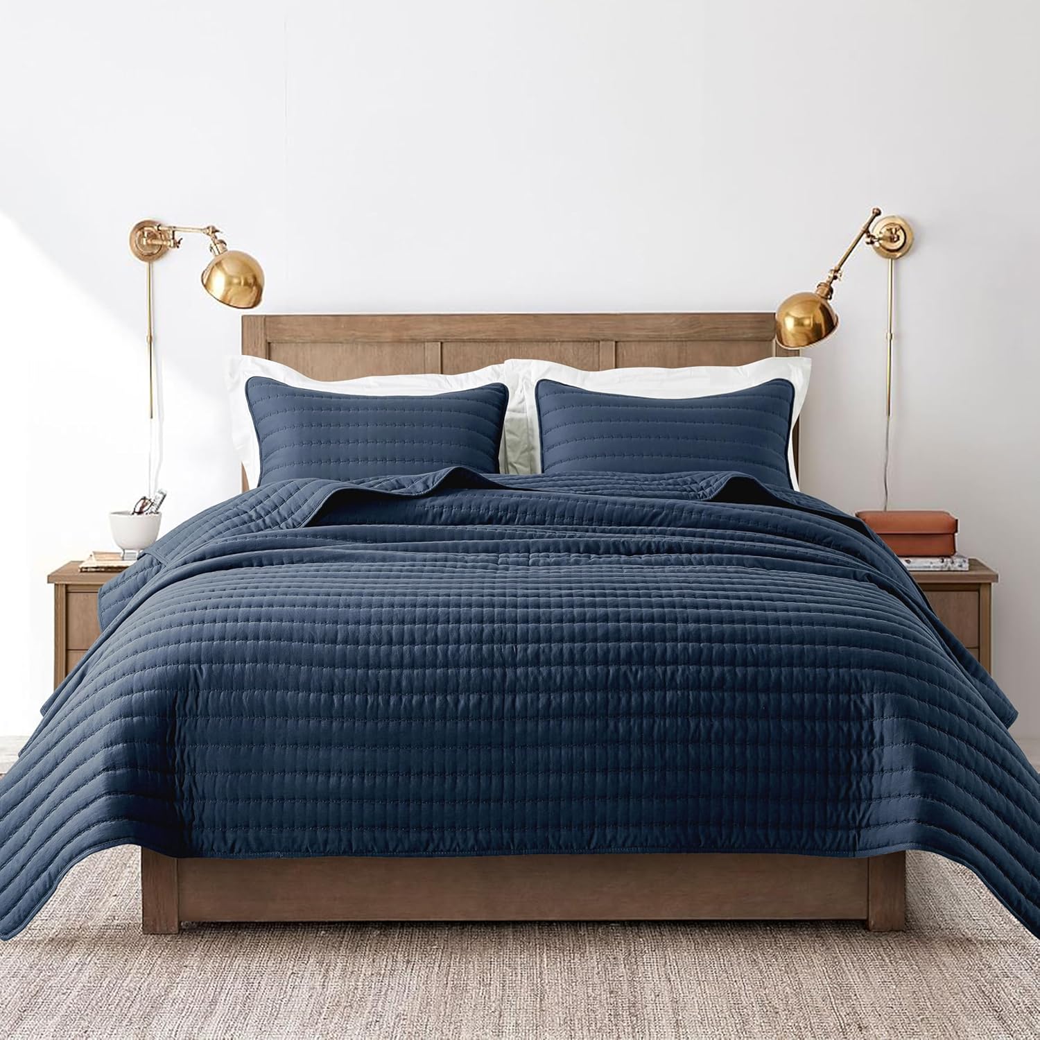 R.SHARE Couvre Lit 2 Personnes 300x270 cm, Bleu Dessus de Lits Douce, Jeté de Lit Boutis, Couverture Matelassé, Matelassage de Lit et Canapé - Oeko-TEX (sans taie d'oreiller) Bleu 300 x 270 cm