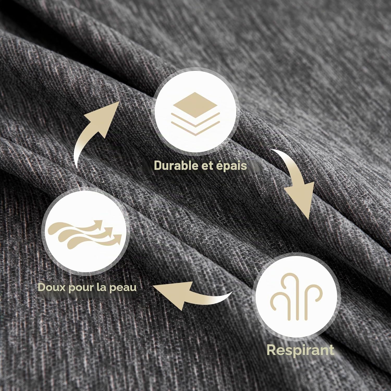 MYSKY Home Housse de Canapé 1/2/3/4 Places 180 x 300 cm Gris Foncé Forme de L d'angle Protege Canape Plaid Protection Canape Chat Chiens Anti Griffe en Chenille Sofa Cover, Housse pour Meubles 180*300cm Gris Foncé