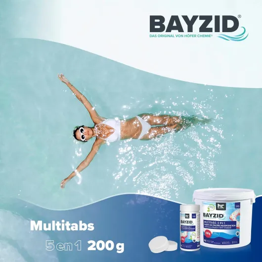 5 kg Galets de Chlore (200g) Multifonction 5 en 1 pour Piscine - Entretien et Nettoyage en 5 Phases - Fabriqué en Europe - pour Une Eau Limpide