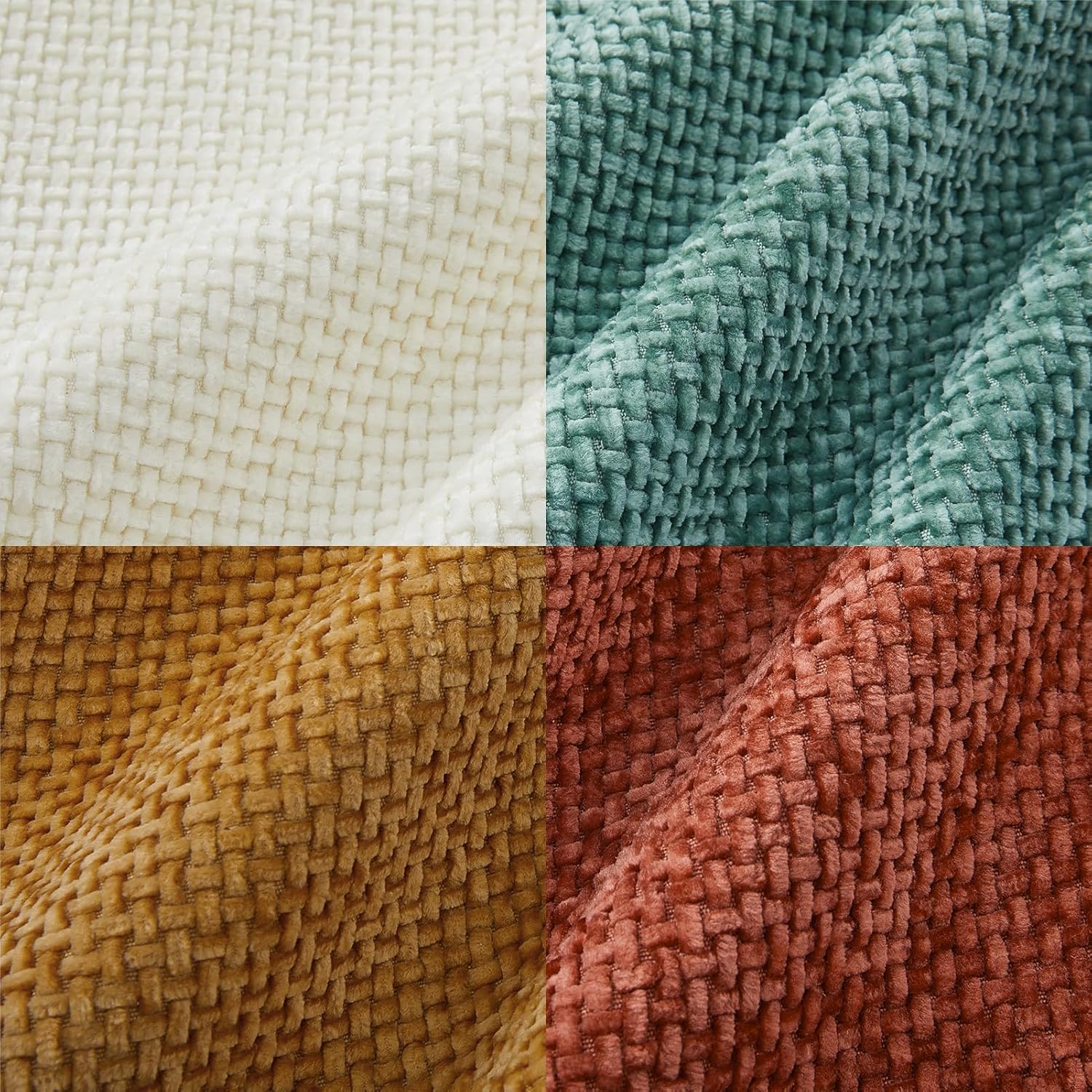 Housse de Coussin 40 x 40 Lot de 4 Decoratives Bleu-Orange Colorees Dégradées Chambre Salon Maison Housse Coussin Carré Chenille Doux pour Canapé Lit Jardin Déco 40 x 40 cm (Lot de 4) Série Orange et Bleue
