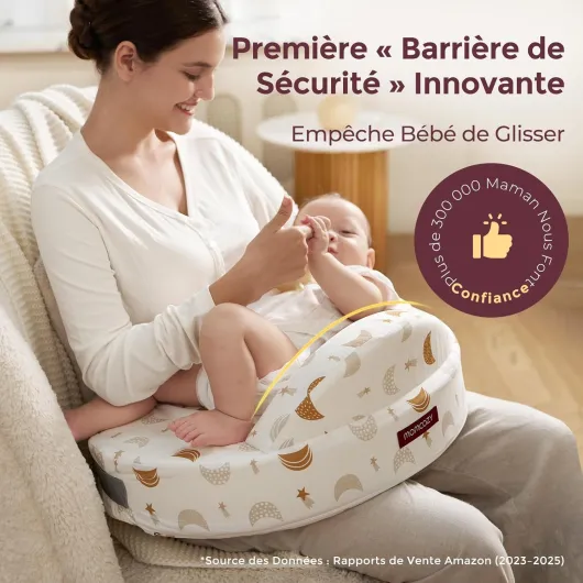 Coussin d'allaitement à Protection Sécurisée - Mousse Mémoire Ferme et Élastique - Soutien Ergonomique Stable - Large, Réglable, Housse Amovible, Ciel Étoilé