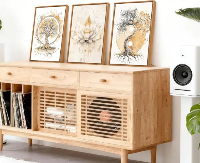 3Pcs Arbre de vie Yin Yang Tableau Encadré Poster Mural Bouddhisme Zen Fleur de Lotus Beige Affiche Peinture Impression sur Toile Tableau Decoration Murale Salon Chambre Salle à manger 30x40cm x3pcs Arbre de vie Yin Yang 30x40cmx3（Marron PS Encadré）