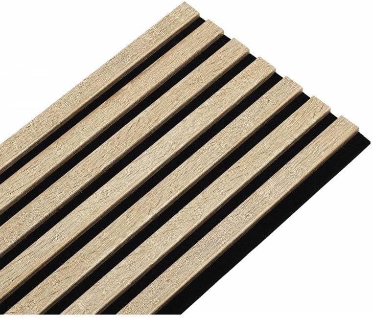 Lot de 4 Panneaux tasseaux bois 250 x 30 x 2 cm - décor chêne clair fond noir - 3m²
