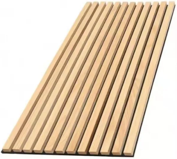 Lot de 2 Panneaux Acoustiques Muraux Bois 240x60x2,2cm - Chêne Blanc avec Fond Noir - SILAMP