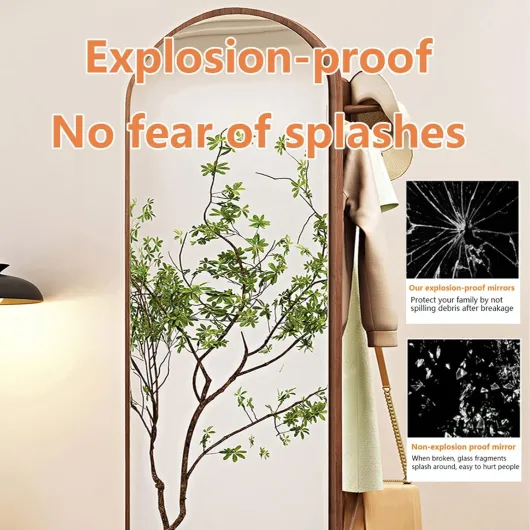 Miroir Intégral Rotatif À 360° avec Roues Pivotantes, Miroirs De Sol 2 en 1 et Porte-Manteau, Miroir Pleine Longueur en Bois Massif avec Porte-Manteau, pour Salon, Chambre À Coucher, Vestiaire 50×50×168cm(19.7×19.7×66.1in) Wood Color