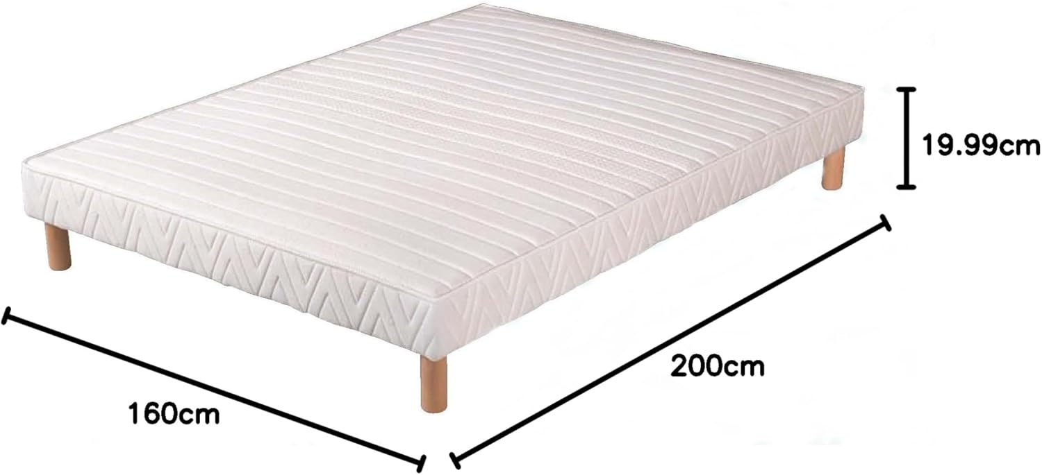 SOMMIER TAPISSIER 26 Lattes 160x200 épaisseur 20 cm + 4 Pieds