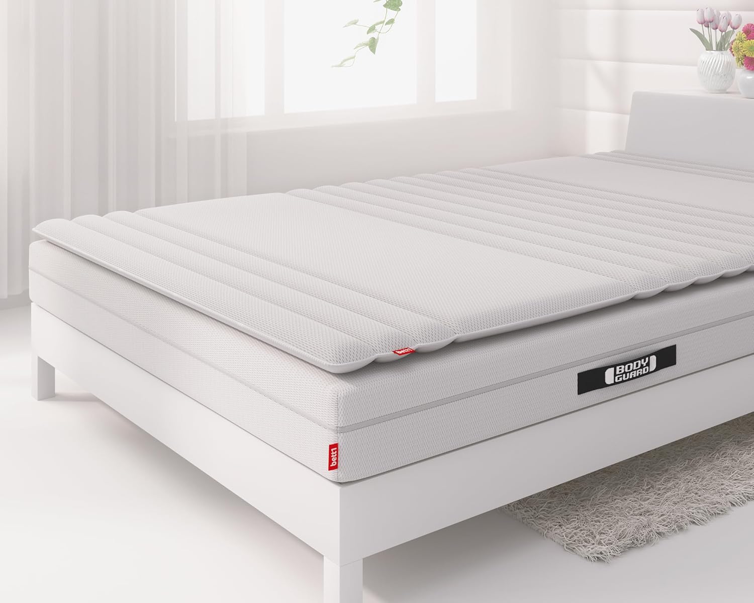 Surmatelas BODYGUARD® - 160x200 cm - 2 Personnes - Mousse Haute Résilience Souple - Respirant - Zones de Couchage - 4 cm d'épaisseur - Certifié Oeko TEX 160 x 200 cm