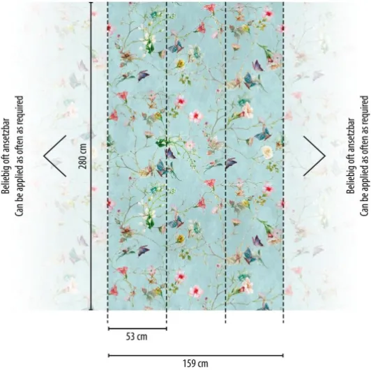 Livingwalls Cottage The Wall 382681 Papier peint intissé Turquoise Vert Rose 1,59 m x 2,80 m