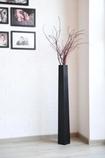 VIVANNO Vase de Sol Vase sur Pied en Fibre de Verre Obélisque Noir Mat 100 Noir 100
