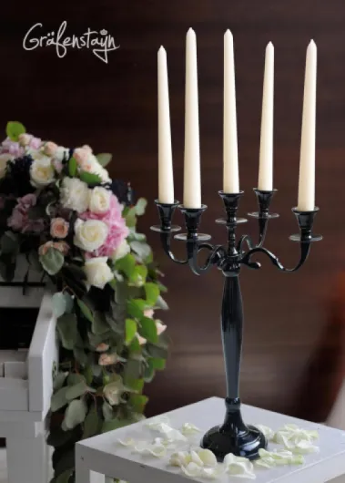 Gräfenstrayn Chandelier Candélabre Décoratif – 1, 3 ou 5 Bras – Argent, Noir, Blanc ou Or – Plusieurs Tailles – Bougeoir Élégant pour Bougies Pilier – Décoration Intérieure Table et Cheminée Noir 78cm
