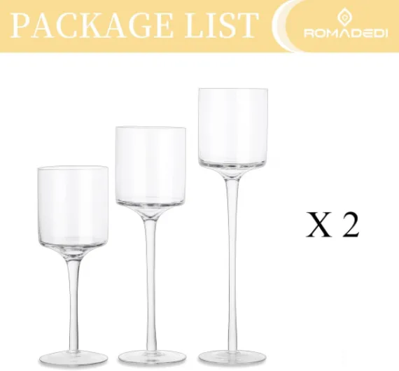 Romadedi Photophore Bougeoirs en Verre - Lot de 6/2 Ensembles Design Haut et éLégant - pour Centre de Table de Mariage, Décoration de la Maison Lot de 6 / 2 Ensembles Transparent