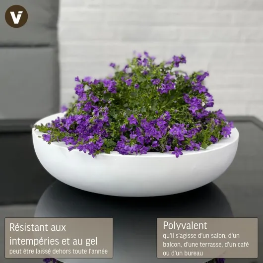 VIVANNO Coupe à Fleurs Coupe décorative en Fibre de Verre Blanche Plana (11x43) 11x43 cm Blanche