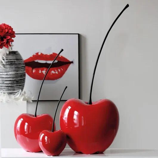 Casablanca 36407 Sculpture - Objet décoratif - Cerise Passion - Céramique - Rouge 60 x 25 cm