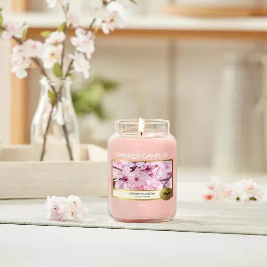 Bougie jarre parfumée - grande taille - Fleur de cerisier - jusqu’à 150 heures de combustion -Cadeaux de la fête des mères