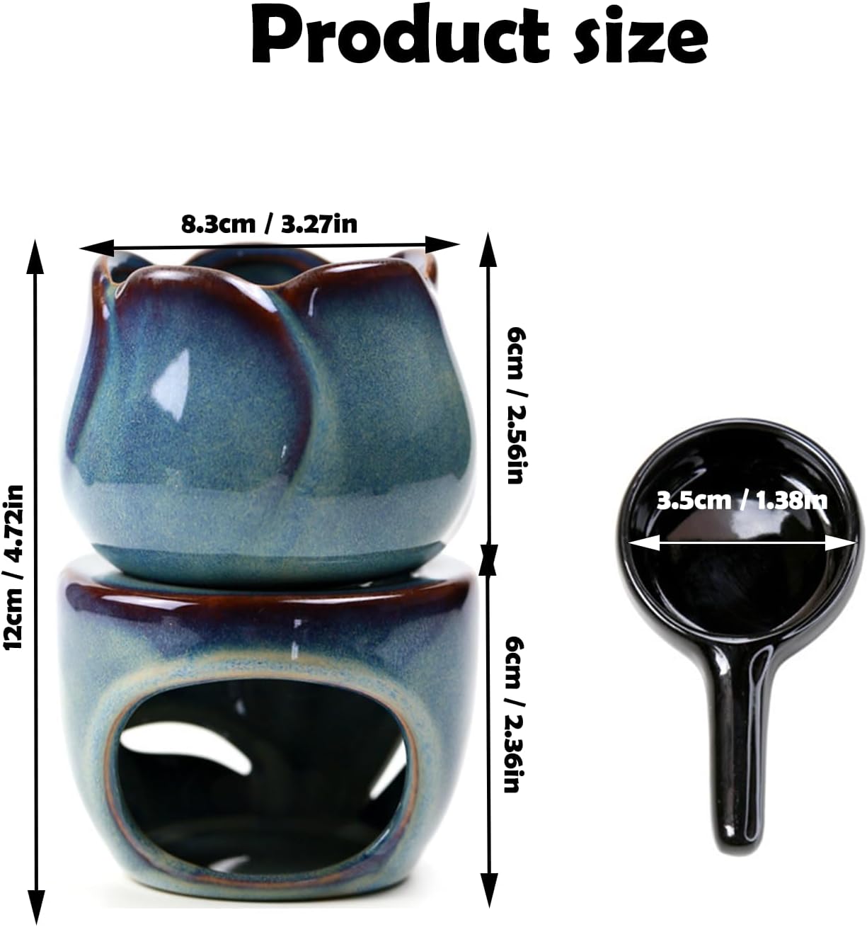 Céramique Brule Parfum Fondant, Brûleur Fondant Cire Parfumée, Brûleurs À Huile Essentielle, Bruleur Fondant Brule Parfum, pour Les Cadeaux De Yoga De Bureau à Domic, Décoration D'Intérieur(Bleu)