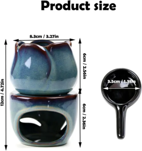 Céramique Brule Parfum Fondant, Brûleur Fondant Cire Parfumée, Brûleurs À Huile Essentielle, Bruleur Fondant Brule Parfum, pour Les Cadeaux De Yoga De Bureau à Domic, Décoration D'Intérieur(Bleu)