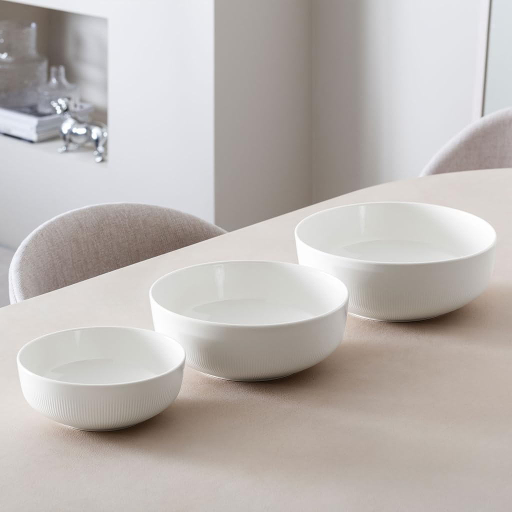 Villeroy & Boch - Saladier Afina en porcelaine premium, grand bol pour servir, fabriqué en Allemagne, compatible lave-vaisselle et micro-ondes, empilable, blanc 26X26X10CM Grand bol pour servir