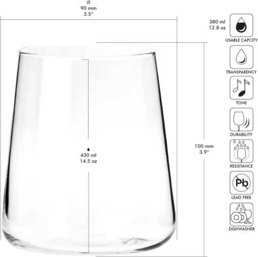 Verre à Eau Gin Jus - Lot de 12 - 430 ML - Collection Avant-Garde - Parfait la Maison, Les Restaurants, Les Fêtes - Lavable au Lave-vaisselle Eau 430ml (Lot de 12)
