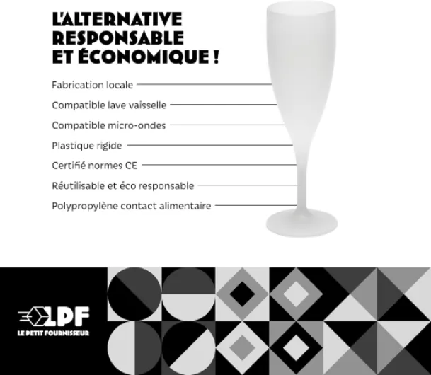 Lot de 50 Flûtes à champagne réutilisables 12cl (15cl max) - Polypropylène plastique alimentaire - Verre à champagne durable - Compatible lave-vaisselle - Couleur givrée 50 Unité (Lot de 1) Flûte À Champagne