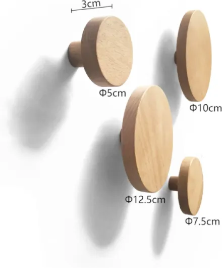 Bubble Patère Murale ronde Crochets Muraux en Bois Portemanteau mural pour accrocher sac serviettes et manteaux Décoration Design Moderne (Lot de 4 Hêtre)