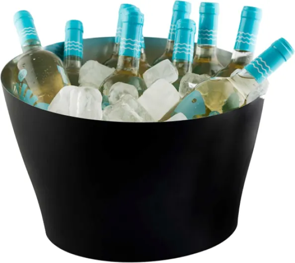Seau métallique professionnel Alloy 20 L - Pour 10 bouteilles de vin ou de champagne - Design élégant en aluminium noir 20L Noire