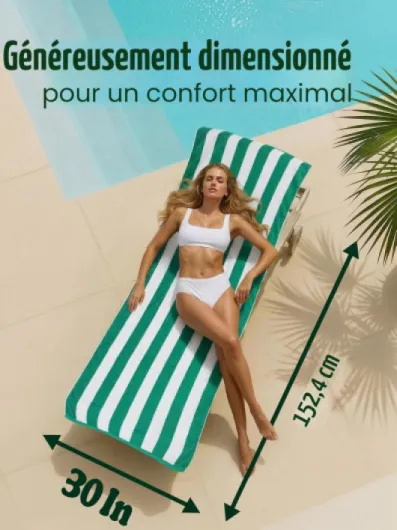 Grandes Serviettes de Plage/Piscine Cabana Stripe (76 x 152 cm) - 100% Coton filé, Douces et à séchage Rapide (Lot de 4 - Bleu, Jaune, Vert et Orange) Bleu, Jaune, Vert et Orange 76 x 152 cm - 4 Pack