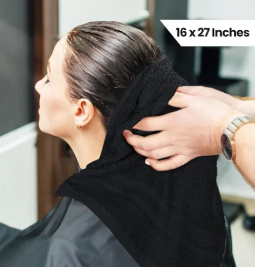 Lot de 12 Serviettes de Salon en Coton résistantes à l'eau de Javel (40,6 x 68,6 cm) – Serviettes de Sport sans Danger pour l'eau de Javel – Noir 12 Pack Noir