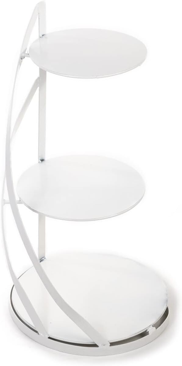 Étagère blanche 3 étages 60 cm de haut pour gâteaux, cupcakes et muffins – Idéal pour une utilisation comme élégant support à gâteaux pour mariages, présentoir à gâteaux et support à gâteau Ronde