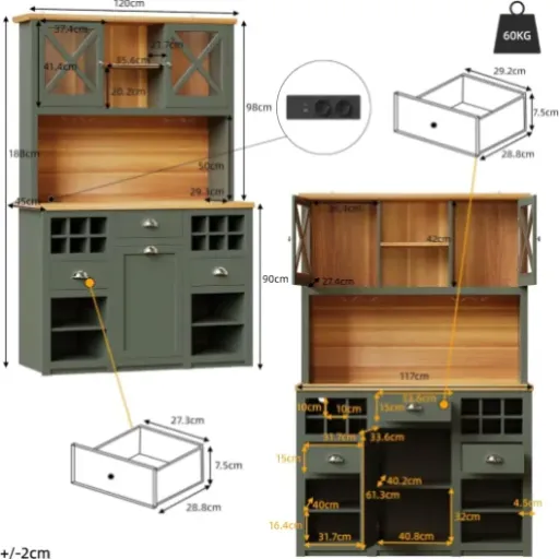 Test Buffet Cuisine Yihomfy avec LED et multiprise : un gros meuble pratique pour organiser la cuisine