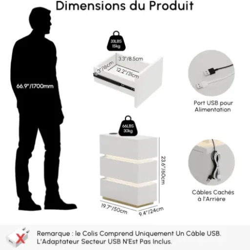 Test Homary Lumio : la table de chevet étroite qui fait aussi station de recharge