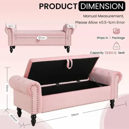 Test Clevich Banc de Rangement 133 cm : un coffre en velours qui fait le job au pied du lit