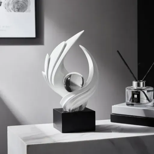 Test déco tourbillons blanche FJSPERM : une petite sculpture qui fait le job sur une étagère minimaliste