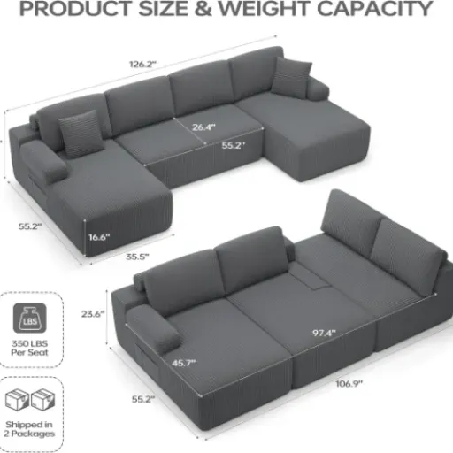 Test DURASPACE Canapé Modulaire Sectionnel : le gros canapé en mousse qu’on balance au sol et basta
