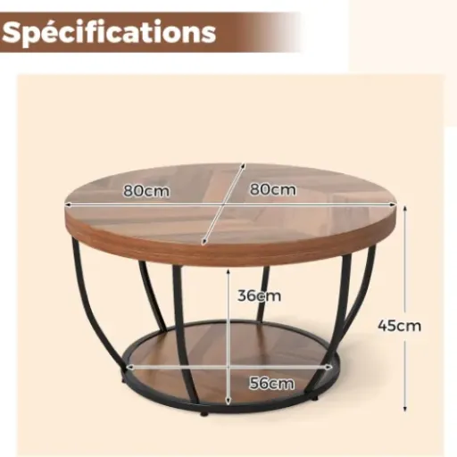 Test COSTWAY Table Basse Ronde 2 Niveaux : une table simple, pratique et pas trop chère pour le salon