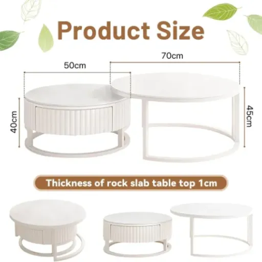 Test table basse ronde blanche 50+70 cm : la petite gigogne qui fait le job dans un salon classique