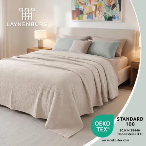 Test LAYNENBURG Plaid Mousseline 100% Coton : le plaid léger qui fait le job sur le canapé