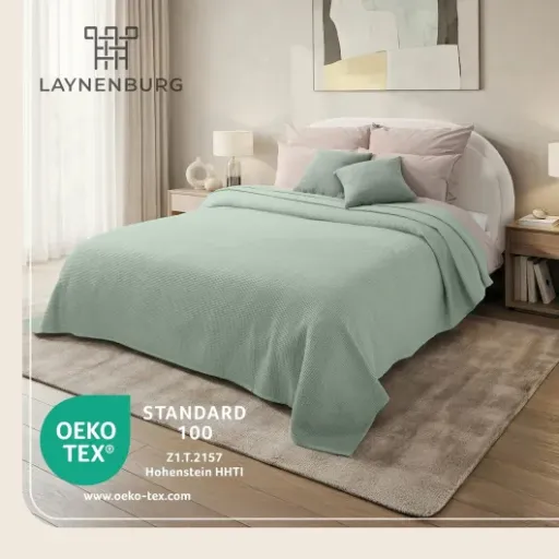 Test LAYNENBURG Couvre-lit piqué gaufré : un plaid d’été simple, efficace et sans chichis