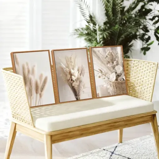 Test HALFLEMART 3Pcs Beige Boho Herbe de Pampa : des cadres déco simples qui font le job dans un salon moderne